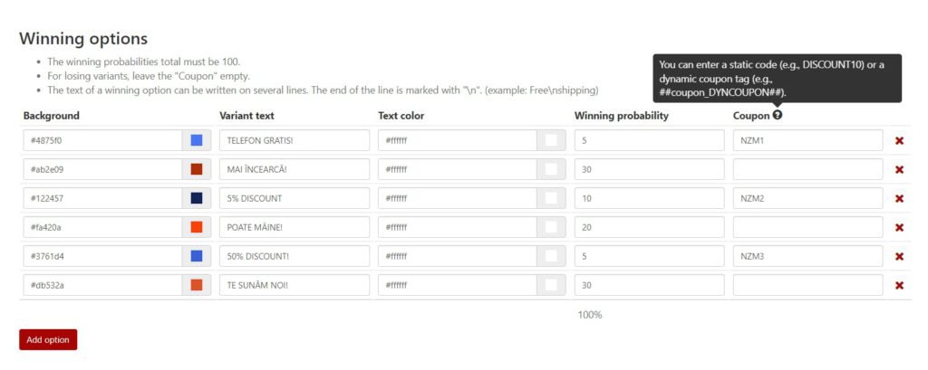 dynamic discount coupon wheel of fortune subscribe form.